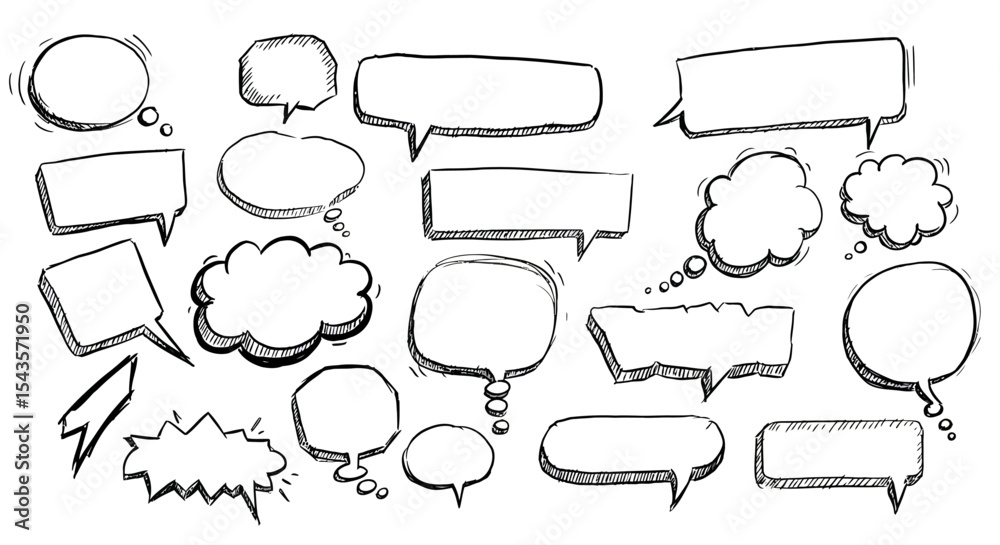 Fototapete an illustration of speech bubbles and thought clouds in various shapes styles and sizes showing comm