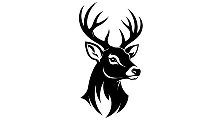 Deer Head Black and White Vector Illustration
