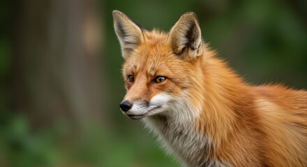 Fototapeta premium Captivating portrait of a red fox displaying its elegant face in nature
