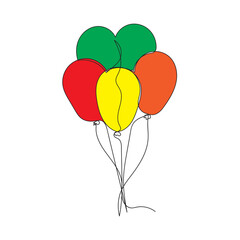 continuous line Balloon icon party balloon icon decoration birthday vector. Balloon black silhouette icon