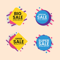 Badges big sales and special sale with colorful and geometry design