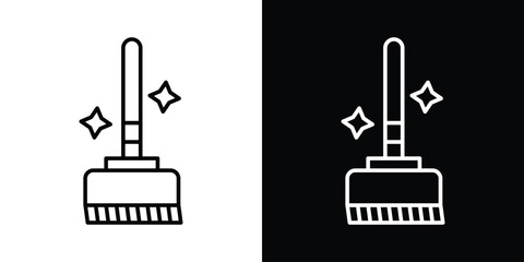 Sweeping icon filled flat sign concept for web design.