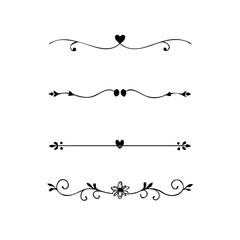 Set of Vintage decorative lines. text dividers. Line border. Lines separators, Borders, Vintage dividers, Underline elements. Vector illustration
