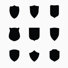 Collection of Shield Silhouettes for Badges and Emblems black white