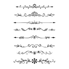 Set of Vintage decorative lines. text dividers. Line border. Lines separators, Borders, Vintage dividers, Underline elements. Vector illustration
