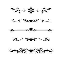 Set of Vintage decorative lines. text dividers. Line border. Lines separators, Borders, Vintage dividers, Underline elements. Vector illustration
