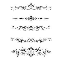 Set of Vintage decorative lines. text dividers. Line border. Lines separators, Borders, Vintage dividers, Underline elements. Vector illustration
