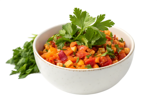 bowl-of-food-with-a-bunch-of-parsley isolated on white background png, ai generated - Powered by Adobe