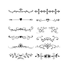 Obraz premium Set of Vintage decorative lines. text dividers. Line border. Lines separators, Borders, Vintage dividers, Underline elements. Vector illustration 