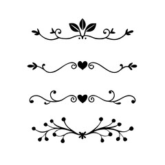 Set of Vintage decorative lines. text dividers. Line border. Lines separators, Borders, Vintage dividers, Underline elements. Vector illustration
