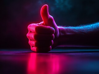 Dramatic lighting on a hand giving a thumbs down