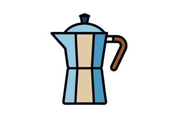 Obraz premium cafetiere italienne doodle style illustration vector art.