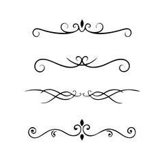 Set of Vintage decorative lines. text dividers. Line border. Lines separators, Borders, Vintage dividers, Underline elements. Vector illustration
