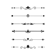 Set of Vintage decorative lines. text dividers. Line border. Lines separators, Borders, Vintage dividers, Underline elements. Vector illustration
