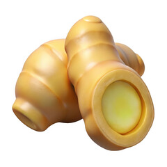 Two golden cream filled puffs isolated on transparent background