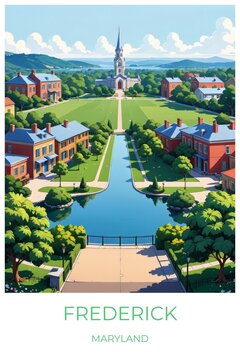 Frederick Maryland United states Travel Poster Illustration Print Decor Gift Canvas Wall Art Gift