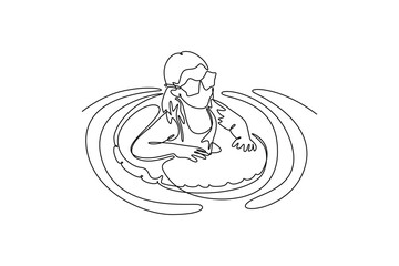 Holiday at the beach concept. Single line draw design. Vector graphic illustration