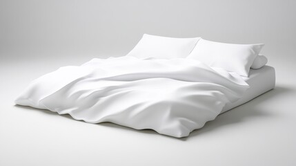 Obraz premium Minimalist bedding set with clean lines Cut all pieces to white