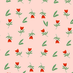 Tulipany – wzór bezszwowy z kwiatami wiosennymi © Laura