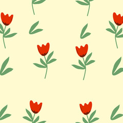 Tulipany – wzór bezszwowy z kwiatami wiosennymi © Laura