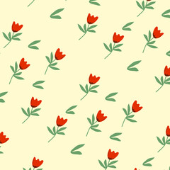Tulipany – wzór bezszwowy z kwiatami wiosennymi © Laura