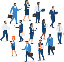 Minimalist Business People Vector Illustration in Circular Layout Featuring Professional Interaction and Communication