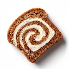 A slice of swirl bread with cream cheese inside, a culinary masterpiece. The swirl bread, with cream cheese forming an intricate spiral