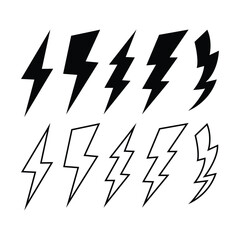 A striking collection of dynamic lightning bolt vector illustrations, perfect for energetic designs and powerful visual statements