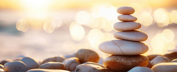 Balanced Stones at Sunrise