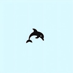 Fototapeta premium Minimalist Dolphin Logo with Black Outline on Marine Blue Background