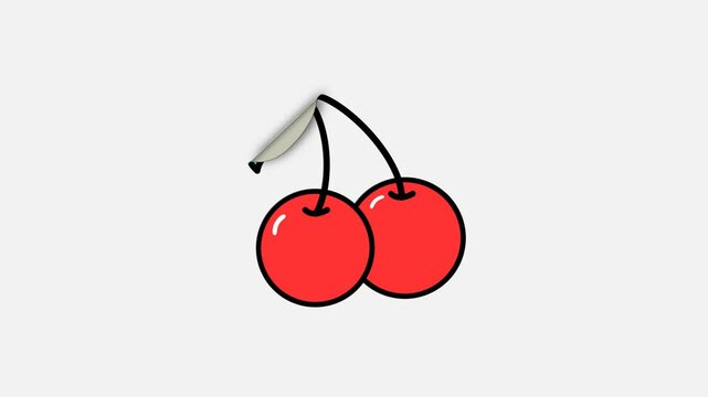 cherries sticker animation, fruits, retro, y2k, motion, transparent background video motion grahpic 4k,