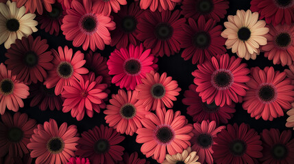 textura perfeita - flores de gérbera vistas de cima em fundo preto