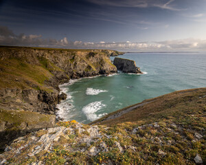 Bedruthan Steps from Park Head Evening Sunset
