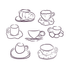 Vintage Tea Pairings Set Line Art