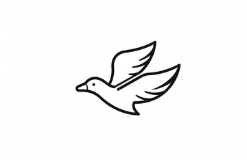Obraz premium Minimalistic seagull line drawing in flight with continuous black outline on white background, elegant simple vector logo design