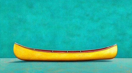 Yellow Canoe on Teal Background