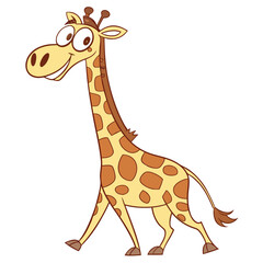 Fototapeta premium Cartoon giraffe walking smiling isolated animal character design