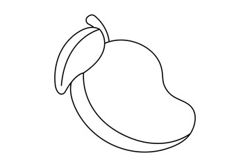 Mango icon continuous one line drawing in minimalist style isolated outline illustration