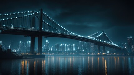 Nighttime city bridge