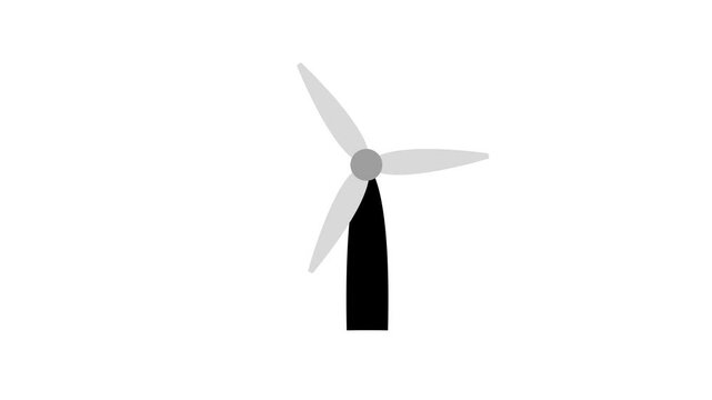 Black and White Wind Turbine Animation | Clean Energy Minimal Vector | 4K