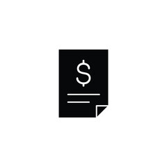 Simple black and white icon representing a financial document,  perfect for website or app interface.