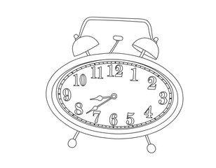 Alarm clock line art vector illustration