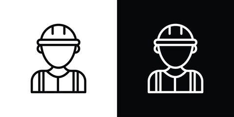 Worker icon filled flat sign concept for web design.