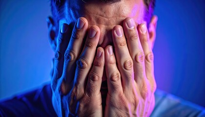 Emotional Seclusion: The image captures the profound feeling of distress as a person buries his face in his hands, emphasizing the raw and intense emotions of solitude and despair.