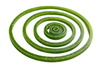 green spiral object isolated on white background png, ai generated