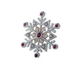  intricate-ice-crystal-with-gemstone-accent-isolated on white background png, ai generated