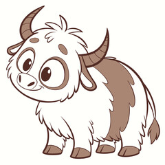 Cute cartoon yak illustration character design for children book or animation project
