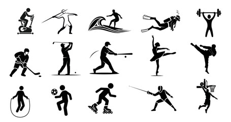 set sport people icon on transparent background
