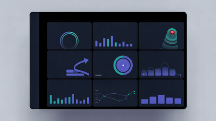 Dashboard interface UI design with charts and graphs data visualization for web and mobile apps