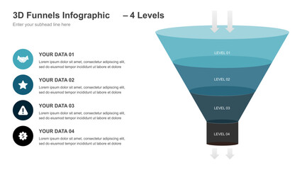 3D Funnels Infographic with 5 Levels